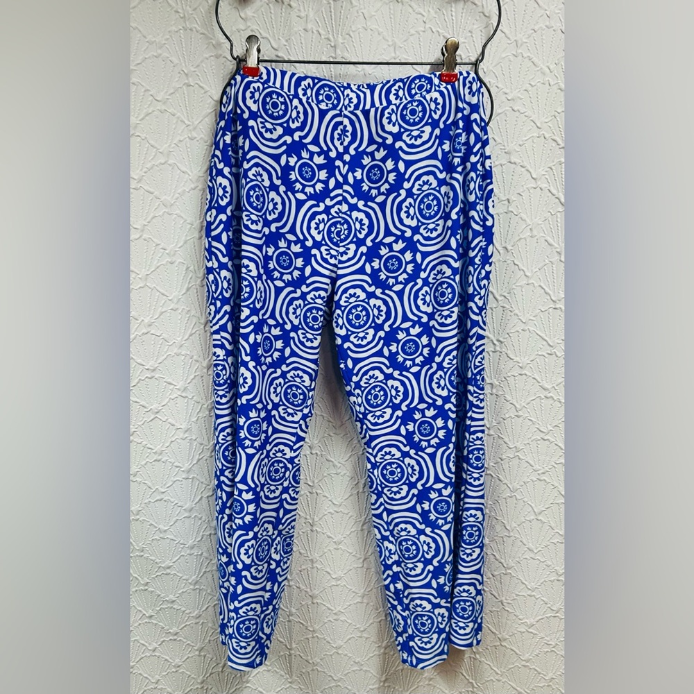 Jude Connally Blue and White Patterned Pants
